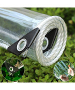 10 X12 Clear Waterproof Tarp Pvc 14 Mil Tarpaulin With Grommets And Cable Tie Duty Heavy Tear Resistant Cover For Camping P