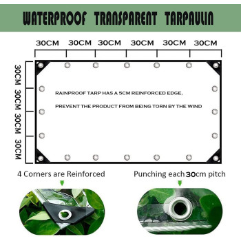 10 X16 Clear Waterproof Tarp Pvc 14 Mil Tarpaulin With Grommets And Cable Tie Duty Heavy Tear Resistant Cover For Camping P