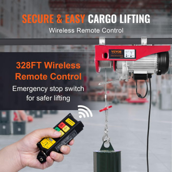 Vevor 2200Lbs Electric Hoist With Wireless Remote Control 110V Electric Hoist With Remote Control 40Ft20Ft Lifting Height Pu