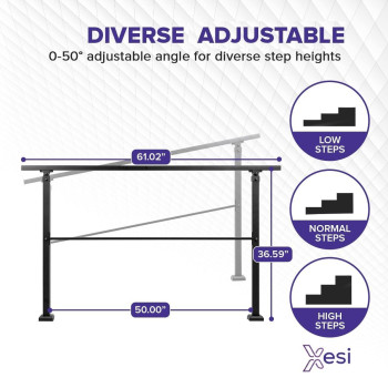 Xesi 56 Step Handrails For Outdoor Steps With Installation Kit Durable Wrought Iron Railing Versatile Straight Handrails Fo