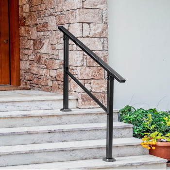 Xesi 45 Step Handrails For Outdoor Steps With Installation Kit Durable Wrought Iron Railing Versatile Straight Handrails Fo