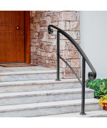 Xesi 45 Step Handrails For Outdoor Steps With Installation Kit Durable Wrought Iron Railing Versatile Curved Handrails For