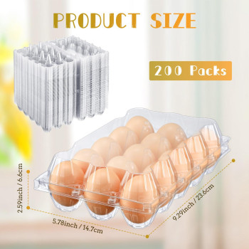 Zubebe 200 Pieces Clear Egg Cartons Plastic Egg Cartons Bulk Empty Chicken Egg Tray Holds Securely Clear Blank Egg Cartons For C