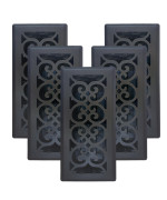 5 Pcs Sierra Grates Precision Flow 4X10 Steel Floor Register Victorian Design Cast Iron Black Finish Premium Home Vent