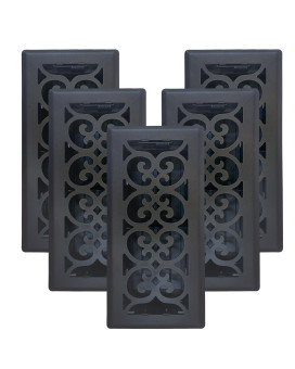 5 Pcs Sierra Grates Precision Flow 4X10 Steel Floor Register Victorian Design Cast Iron Black Finish Premium Home Vent