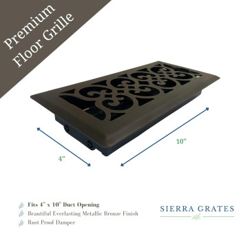 Sierra Grates 4 X 10 Victorian Design Floor Register In Metallic Bronze Finish Vent Covers For Home Floor Decorative Air