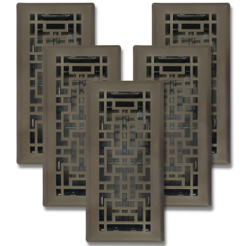 Sierra Grates 4 X 10 Oriental Design Floor Register In Metallic Bronze Finish Vent Covers For Home Floor Decorative Air V