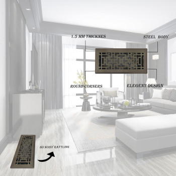 Sierra Grates 4 X 10 Oriental Design Floor Register In Metallic Bronze Finish Vent Covers For Home Floor Decorative Air V