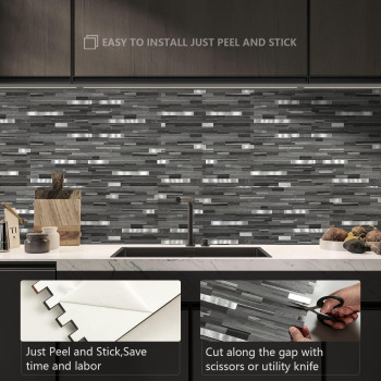 Midcard 20 Sheets Peel And Stick Backsplash Pvc Wall Tile For Kitchen Backsplash