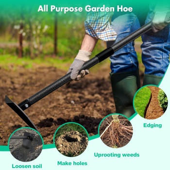 Hoe Garden Tool Long Handle 60 Inch Long Triangle Hoe Manual Weeder Heavy Duty Landscaping Triangle Weeding Hoe For Gardening W