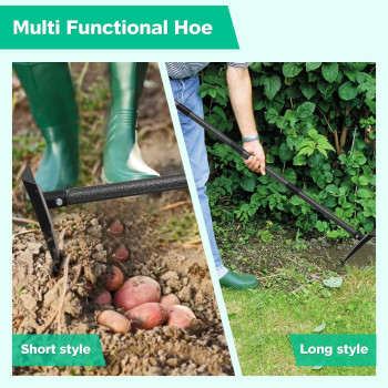 Triangle Hoe With Long Handle 15 To 72 Inch Adjustable Heavy Duty Metal Garden Hoe For Gardening Weeding Digging Loosening Soi