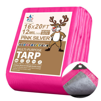 Starpyng12 Mil Pinksilver 16X20 Feet Tarpheavy Duty Poly Tarpcover Waterproof Uv Resistant Weather Resistant Cover Cars