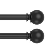 Black Curtain Rods For Windows 28 To 48 Inch 2 Pack 58 Diameter Heavy Duty Metal Stainless Steel Adjustable Small Drapery Ro