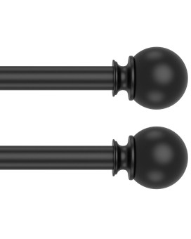 Black Curtain Rods For Windows 28 To 48 Inch 2 Pack 58 Diameter Heavy Duty Metal Stainless Steel Adjustable Small Drapery Ro