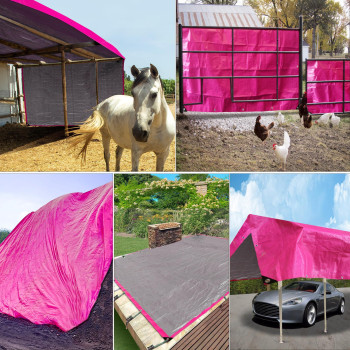 Starpyng12 Mil Pinksilver 10X12 Feet Tarpheavy Duty Poly Tarpcover Waterproof Uv Resistant Weather Resistant Cover Cars