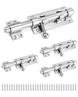 Qwork Sliding Bolt Gate Latch 4 Pack 63 Heavy Duty 304 Stainless Steel Safety Barrel Bolt Door Latches With Padlock Hole And