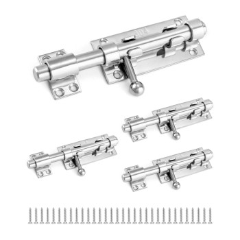 Qwork Sliding Bolt Gate Latch 4 Pack 63 Heavy Duty 304 Stainless Steel Safety Barrel Bolt Door Latches With Padlock Hole And