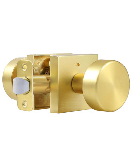 Coolnews Gold Door Knobs Interior Privacy Door Knob With Lock Heavy Duty Square Modern Door Handle For Bedroom Bathroom Satin