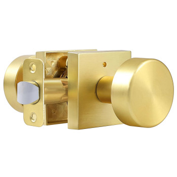 Coolnews Gold Door Knobs Interior Privacy Door Knob With Lock Heavy Duty Square Modern Door Handle For Bedroom Bathroom Satin