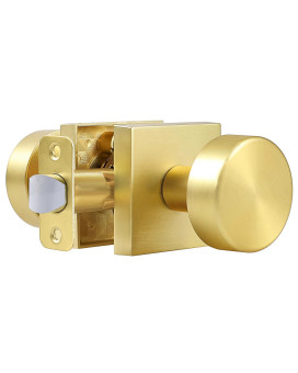 Coolnews Passage Gold Door Knobs Interior Heavy Duty Square Door Knobs Modern Door Handle For Hall Closet Satin Brass