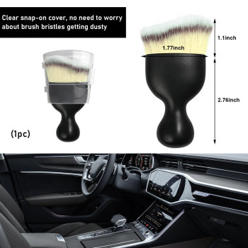 Ziciner Car Detailing Brush Curved Soft Bristles Auto Removal Dust Collectors Universal Vehicle Dashboard Air Conditioner Ven