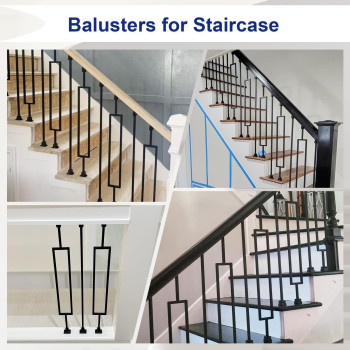 Sidasu 10 Pack Iron Balusters Staircase Rectangular Hollow Stair Spindles Square Iron Spindles 12 Balusters For Staircase Int