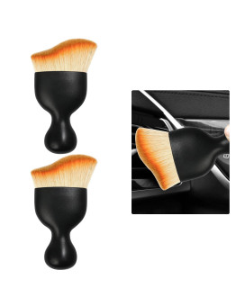 Ziciner 2 Pcs Car Detailing Brush Curved Soft Bristles Auto Removal Dust Collectors Universal Vehicle Dashboard Air Condition