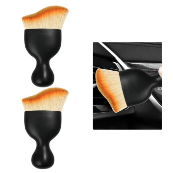 Ziciner 2 Pcs Car Detailing Brush Curved Soft Bristles Auto Removal Dust Collectors Universal Vehicle Dashboard Air Condition