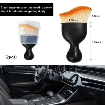 Ziciner 2 Pcs Car Detailing Brush Curved Soft Bristles Auto Removal Dust Collectors Universal Vehicle Dashboard Air Condition