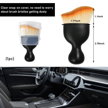 Ziciner Car Detailing Brush Curved Soft Bristles Auto Removal Dust Collectors Universal Vehicle Dashboard Air Conditioner Ven