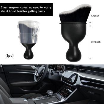 Ziciner Car Detailing Brush Curved Soft Bristles Auto Removal Dust Collectors Universal Vehicle Dashboard Air Conditioner Ven