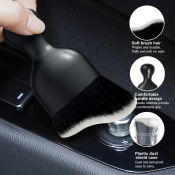 Ziciner Car Detailing Brush Curved Soft Bristles Auto Removal Dust Collectors Universal Vehicle Dashboard Air Conditioner Ven