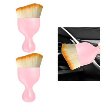 Ziciner 2 Pcs Car Detailing Brush Curved Soft Bristles Auto Removal Dust Collectors Universal Vehicle Dashboard Air Condition