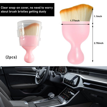 Ziciner 2 Pcs Car Detailing Brush Curved Soft Bristles Auto Removal Dust Collectors Universal Vehicle Dashboard Air Condition