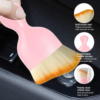 Ziciner 2 Pcs Car Detailing Brush Curved Soft Bristles Auto Removal Dust Collectors Universal Vehicle Dashboard Air Condition