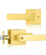 Shiny Handles Gold Door Handles Door Knobs With Lock Satin Brass Door Lever Keyed Front Entry Door Handle Interiorexterior 1 P