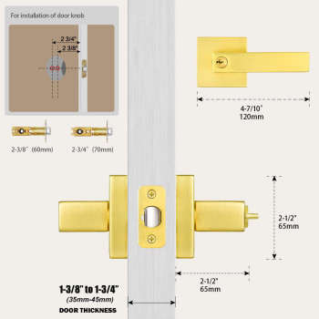 Shiny Handles Gold Door Handles Door Knobs With Lock Satin Brass Door Lever Keyed Front Entry Door Handle Interiorexterior 1 P