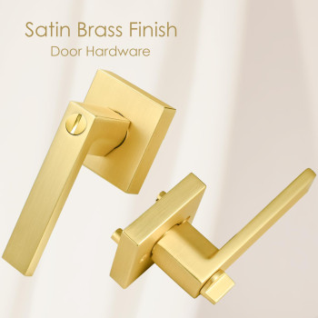 Shiny Handles Satin Brass Door Knobs Door Handles Interior With Lock Privacy Gold Door Knob Door Levers For Bedbath Keyless 1