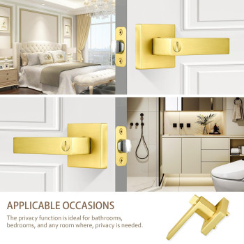 Shiny Handles Satin Brass Door Knobs Door Handles Interior With Lock Privacy Gold Door Knob Door Levers For Bedbath Keyless 1