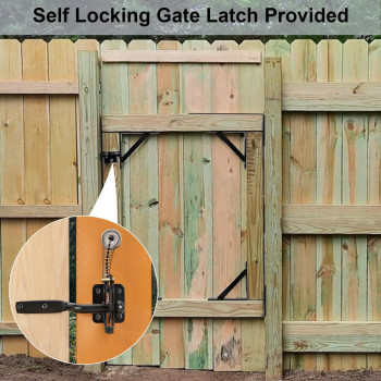 Mofeez Fence Gate Kit Iron Gate Hardware With Gate Latch For Wooden Fences Shed Doors Heavy Duty Anti Sag Gate Corner Brace Brac