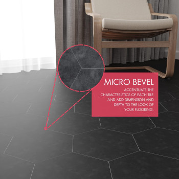 Basecore Hex Hexagon Vinyl Flooring Dark Gray 575 Diy Self Adhesive Textured Modern Floor Tile Peel Stick Tile 36Pcs215S