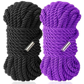 Bavihor Silk Soft Rope Skin Friendly Soft Rope Durable 32 Feet 8 Mm Multipurpose Long Satin Braided Twisted Long Rope Black