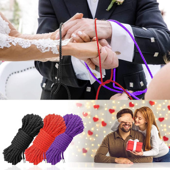 Bavihor Silk Soft Rope Skin Friendly Soft Rope Durable 32 Feet 8 Mm Multipurpose Long Satin Braided Twisted Long Rope Black