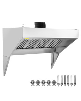 Vevor Commercial Exhaust Hood 9Ft Food Truck Hood Exhaust 201 Stainless Steel Concession Trailer Hood With 4 Detachable Ushap