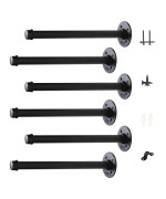 Aunulahca 34 Industrial Pipe Shelf Brackets 12 Inch 6 Pack Black Iron Rustic Floating Shelf Bracket Wall Mounted Pipe Cloth