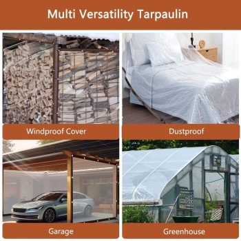 Cleartarpswithgrommets4X8Ft Pe Tarpaulin Tarps Transparent Tear Resistant Waterproof Greenhouse Tarp For Balcony Tent Cover