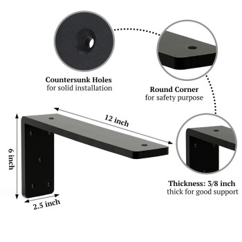 Countertop Support Bracket 12 Inch 3 Pack 38 Thick Heavy Duty Granite Support Bracket 12X6X25 L Shape Shelf Bracket Ir