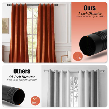 1 Inch Curtain Rods For Windows Long 144 To 168 Black Rustic Curtain Rod Modern Design Drapery Rods With Brackets Room Divid