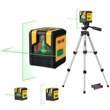 Prexiso Laser Level With Tripod 100Ft Dual Modules Self Leveling Cross Line Laser Level Green Line Leveler Tool For Floor Tile