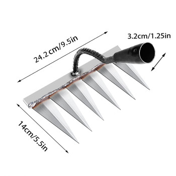 Ioxzaqo Iron Rake For Gardening And Weeding Heavy Duty Garden Tool Carbon Steel Hand Rake For Sturdy Dethatching Heavy Duty